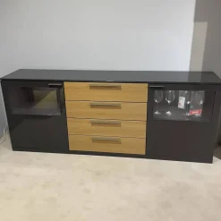 Sideboard Kara 61851 Lack Graphit Anthrazit Hochglanz Front Mit LED Beleuchtung