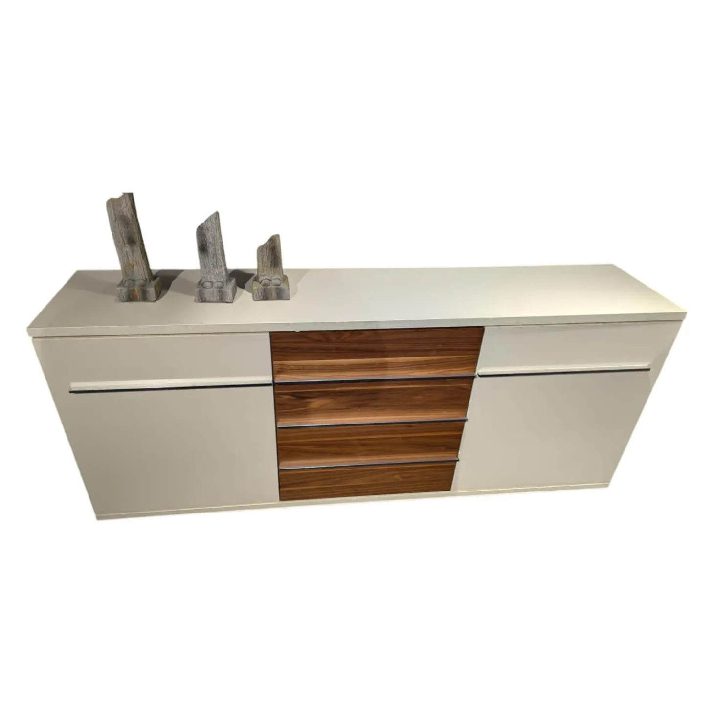 Sideboard Kito Lack Weiß Absetzung Holz Caruba Nuss