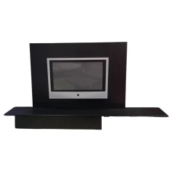 Sideboard Lack Schwarz Mit Abdeckplatte Und TV-Panel Ohne Fernseher