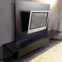 Sideboard Lack Schwarz Mit Abdeckplatte Und TV-Panel Ohne Fernseher