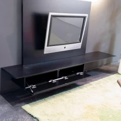 Sideboard Lack Schwarz Mit Abdeckplatte Und TV-Panel Ohne Fernseher