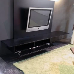 Sideboard Lack Schwarz Mit Abdeckplatte Und TV-Panel Ohne Fernseher