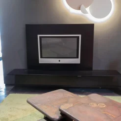 Sideboard Lack Schwarz Mit Abdeckplatte Und TV-Panel Ohne Fernseher