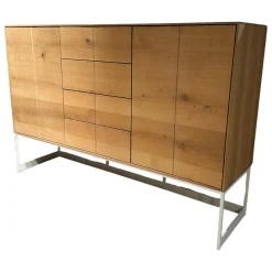 Sideboard Lina Knorrige Eiche Geölt Sockel Weiß