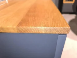 Sideboard Lugano Front Und Korpus 096 Lack Quarzgrau Grau Oberboden Eiche Massiv Gestell Eisen Schwarz Mit Beleuchtung