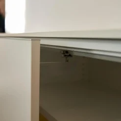 Sideboard M9 Lack Premium Weiß Griff Aluminium Eloxiert Inklusive Einrichtungsset