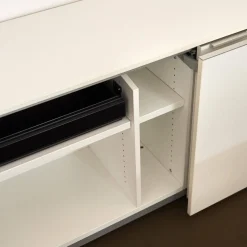 Sideboard M9 Lack Premium Weiß Griff Aluminium Eloxiert Inklusive Einrichtungsset