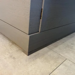 Sideboard Madison 4-türig Korpus Eiche Grau Gebeizt Türen Glas Mit Beleuchtung