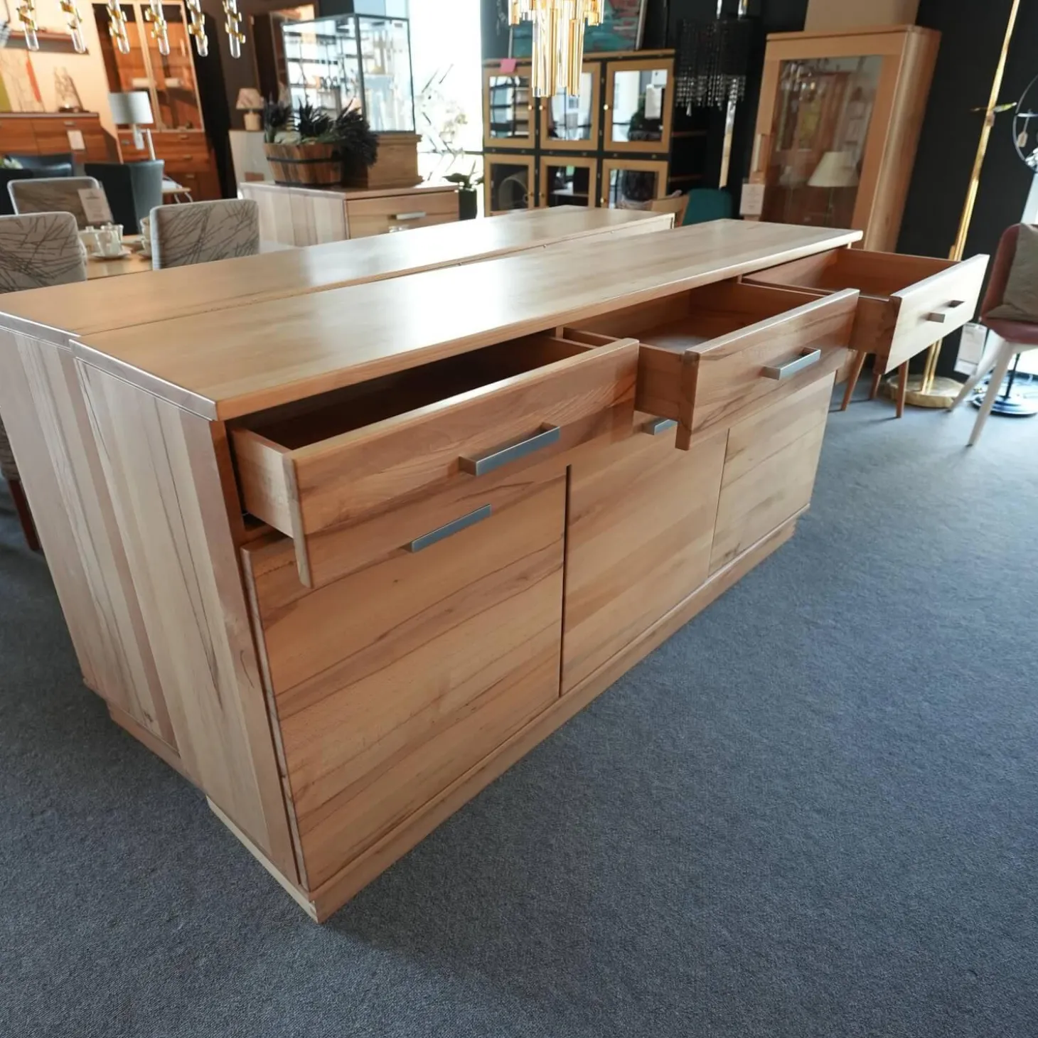 Sideboard Massivholz Buchenholz Massiv Bügelgriffe Silberfarben