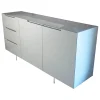 Sideboard Mell Lack Matt Flintgrau Platte Esche Achat Untergestell Verchromt