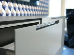 Sideboard Mell Lack Matt Flintgrau Platte Esche Achat Untergestell Verchromt