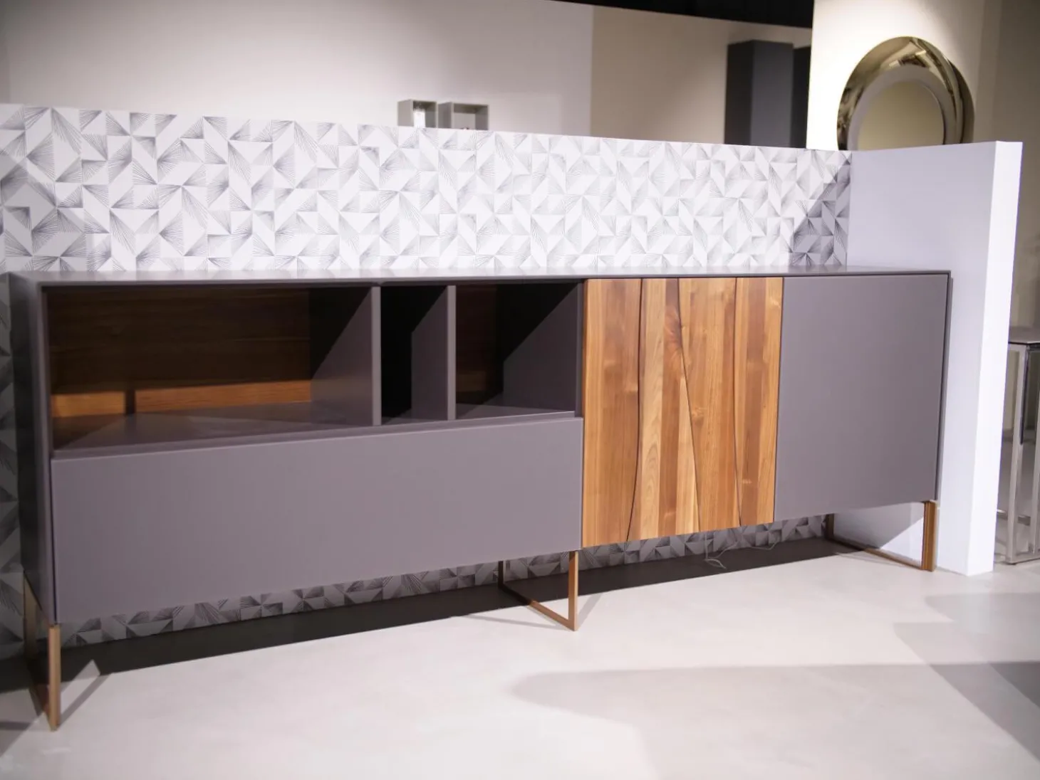 Sideboard Mileto Astnussbaum Massiv Lack Zartbitter Anthrazit Inklusive Beleuchtung