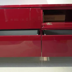 Sideboard Mit 3er-Set Hängeboden Cube Rot