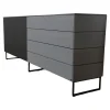 Sideboard Modell Wk 420 Viva in Eiche Grau Mattglas Lack Schwarz mit push top open