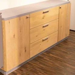 Sideboard MR Tomeo Kerneiche Natur Massiv Griffe Aluminium