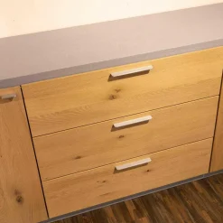 Sideboard MR Tomeo Kerneiche Natur Massiv Griffe Aluminium