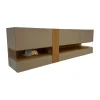 Sideboard Neo Lack Seidengrau Akzent Natureiche Mit Offenem Glasfach