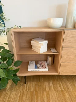 Sideboard Nex Eiche mit 2 Drehtüren Innen P51 Cool Grey