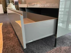 Sideboard Nex MDF Grau Hochglanz Füße Dunkelgrau