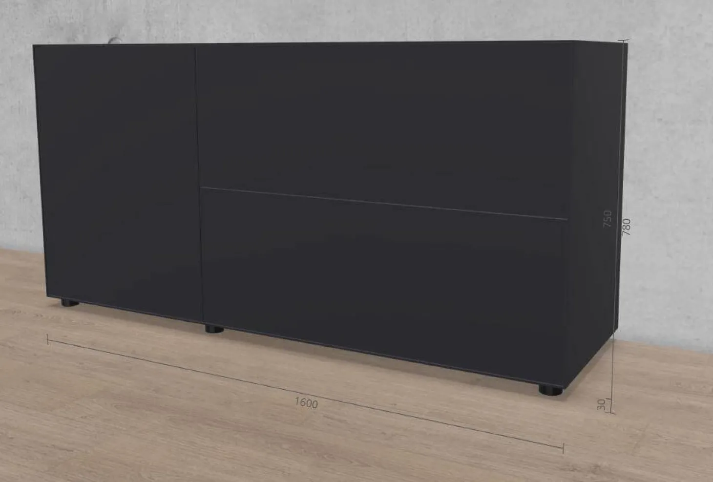 Sideboard Nex Pur Lack 43 Coal Schwarz