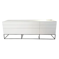 Sideboard Nex Side Cool Grey Grau Hochglanz mit 2 Schubladen