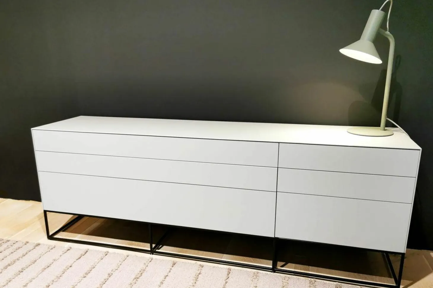 Sideboard Nex Side Cool Grey Grau Hochglanz mit 2 Schubladen