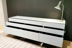 Sideboard Nex Side Cool Grey Grau Hochglanz mit 2 Schubladen