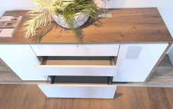 Sideboard Nizza Front Lacklaminat 967 Alpinweiß Weiß Ultramatt Korpus Eiche Havanna Nachbildung