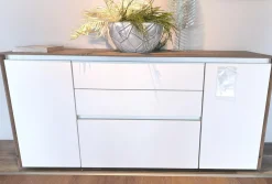 Sideboard Nizza Front Lacklaminat 967 Alpinweiß Weiß Ultramatt Korpus Eiche Havanna Nachbildung