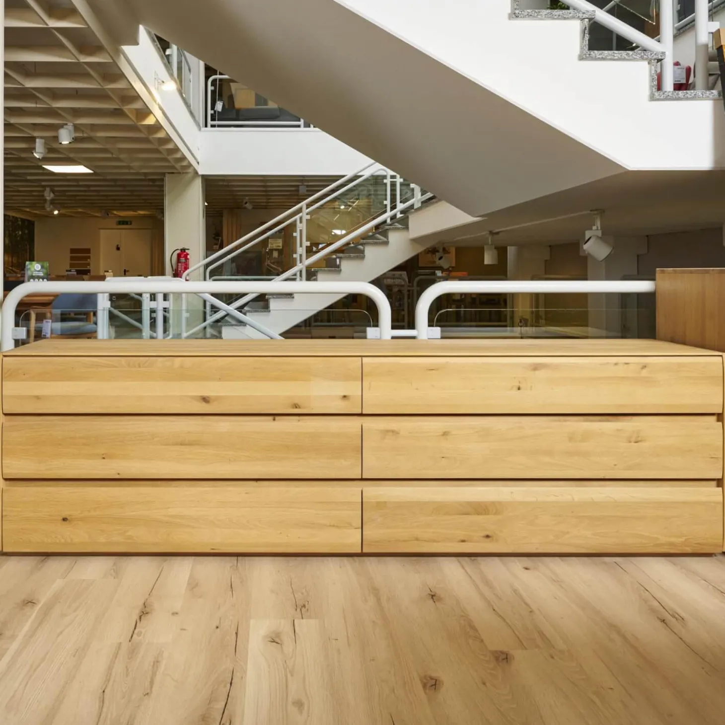 Sideboard Nyon Rustikale Asteiche Massiv Bianco Geölt