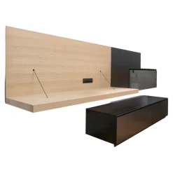 Sideboard Pab Bodenstehend Regalsystem Wandhängend Schwarz Matt 3764E Lackiert Und Eiche Hell Gebürstet