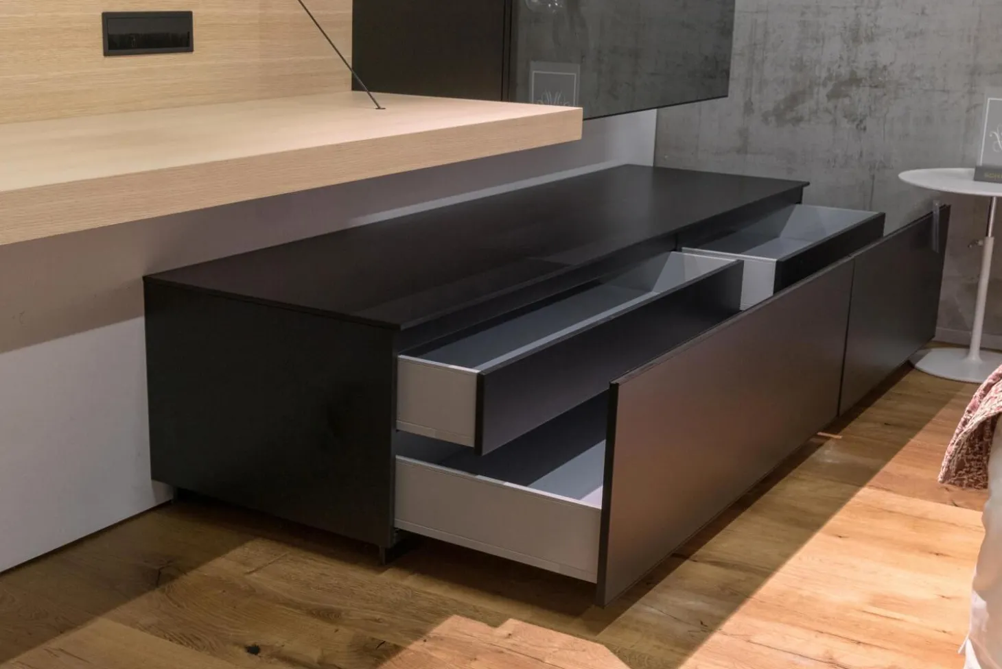 Sideboard Pab Bodenstehend Regalsystem Wandhängend Schwarz Matt 3764E Lackiert Und Eiche Hell Gebürstet