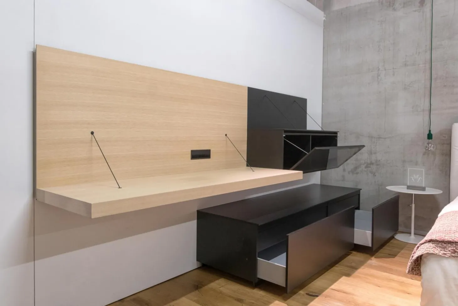 Sideboard Pab Bodenstehend Regalsystem Wandhängend Schwarz Matt 3764E Lackiert Und Eiche Hell Gebürstet