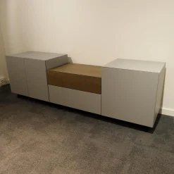 Sideboard Pure Lack Kopenhagen Grau Matt Schubaldenaufsatz MDF Schwarz Eiche Vergraut