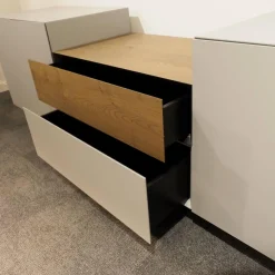 Sideboard Pure Lack Kopenhagen Grau Matt Schubaldenaufsatz MDF Schwarz Eiche Vergraut