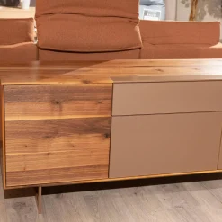 Sideboard Puro Syle 231 2 Astnuss Massiv Natur Geölt Farbglas Bronce Matt Sockel Metallrahmen Bronce Bronze Fußgestell Metall