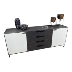Sideboard 2R Kara Frame Lack Weiß Und Mantelseiten Feinschliff Grigio Schwarz