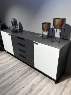 Sideboard 2R Kara Frame Lack Weiß Und Mantelseiten Feinschliff Grigio Schwarz