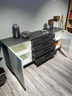 Sideboard 2R Kara Frame Lack Weiß Und Mantelseiten Feinschliff Grigio Schwarz