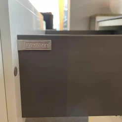 Sideboard Raumteiler Jorel Lack Kristallweiß Abdeckplatte Eiche Dunkel