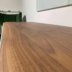 Sideboard S100 Nussbaum Taupe Zierleiste Edelstahl Poliert