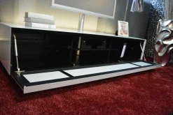 Sideboard Scala Silber Glas mit Rückwandbeleuchtung und TV-Halterung