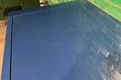 Sideboard Selene Mobile Hochglanzlack Laccature Dunkelblau Einsatz Marmor