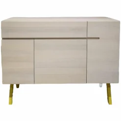 Sideboard Side Baby Atelier Eiche massiv Korpus Eiche Kalk Gebeizt Füße Zinkgelb Lackiert