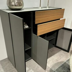 Sideboard Side Smart Lack GN Granite Grau Und Smart Lack Fenix FE GRL Grigio Londra Grau Akzente Raw American Walnut