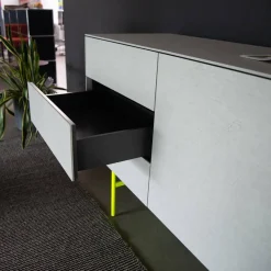 Sideboard Soma Beton Optik Grau Gestell Neon Gelb