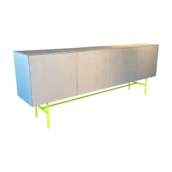 Sideboard Soma Beton Optik Grau Gestell Rundrohr Leuchtgelb Gelb Grün
