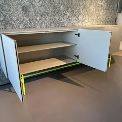 Sideboard Soma Beton Optik Grau Gestell Rundrohr Leuchtgelb Gelb Grün