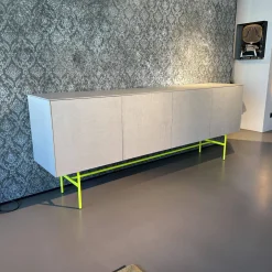 Sideboard Soma Beton Optik Grau Gestell Rundrohr Leuchtgelb Gelb Grün