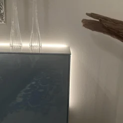 Sideboard Soma Lack Stahlblau Blau Hochglanz Gestell Dunkel Bronze Braun Inklusive Beleuchtung